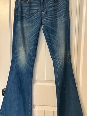 Elizabeth and James Blue Boot Cut Jeans with Faded Whiskering